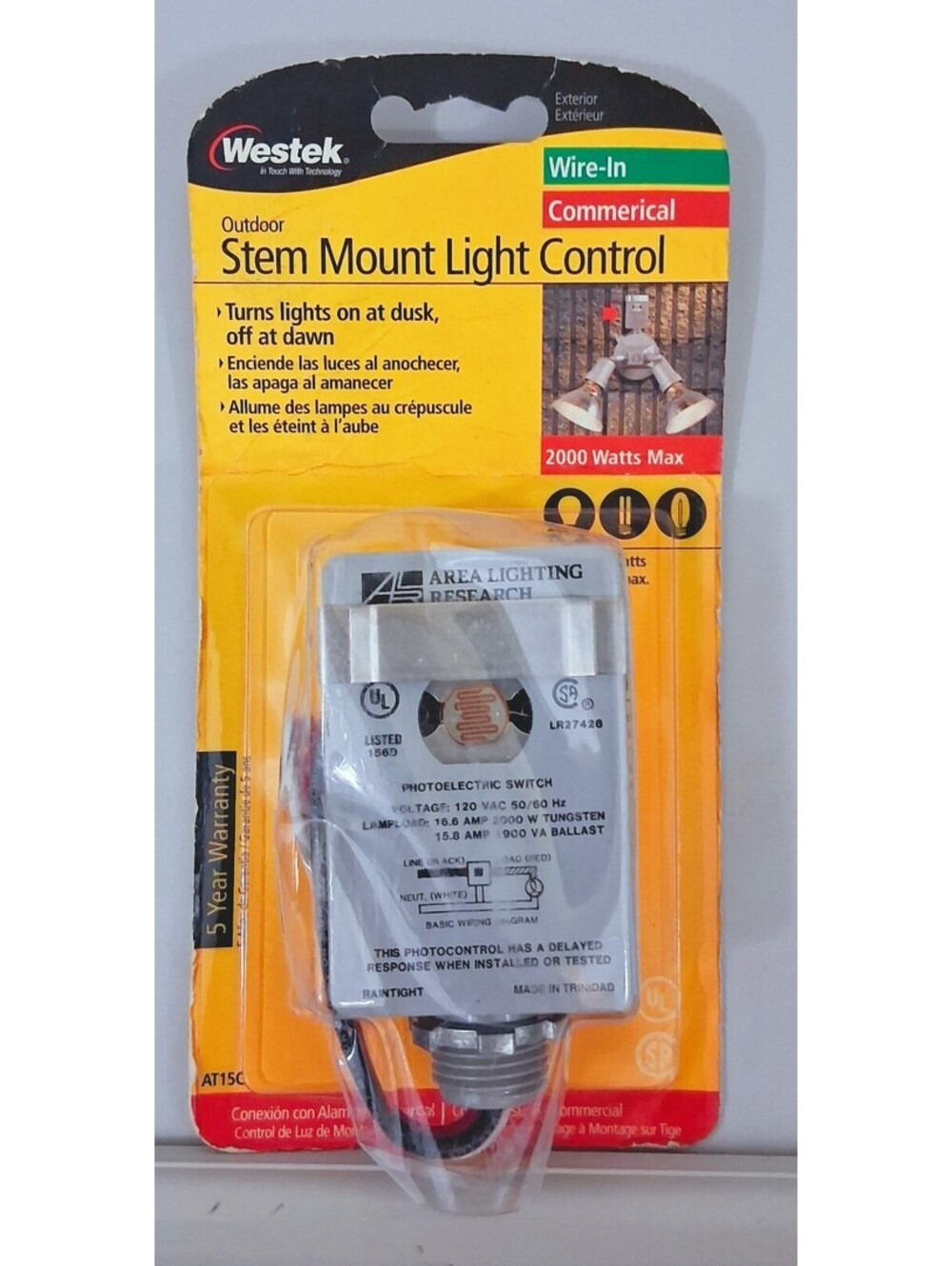 WESTEK Wire-In Commercial OUTDOOR STEM MOUNT LIGHT CONTROL photoelectric switch